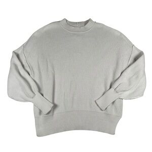 Aerie Oversized White Ribbed Cotton Pullover Sweater Size XXS